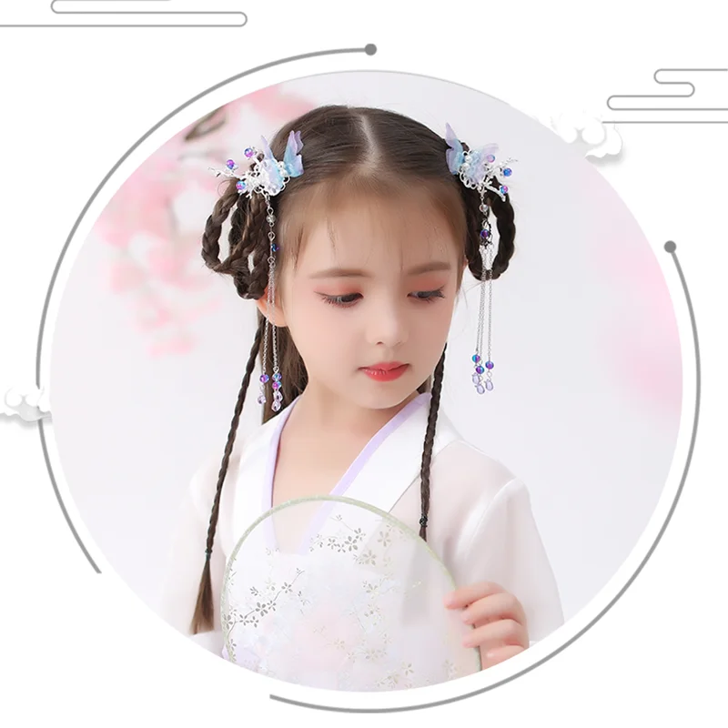 Hanfu тиара Финч девушка антикварный зажим шаг бахромой красивая супер фея аксессуары для волос милая девушка бабочка ювелирные изделия