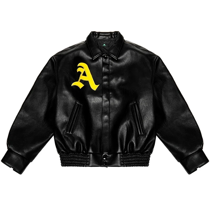 Hip Hop Men Bomber Jacket Motorcycle Embroidery Leather College 2021 Fashion Casual Varsity Unisex Baseball Coats | Мужская одежда