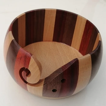 

13-15cm Wooden Yarn Bowl with Holes for Handmade Knitting Crochet Yarn Storage Holder Stop Yarns Rolling