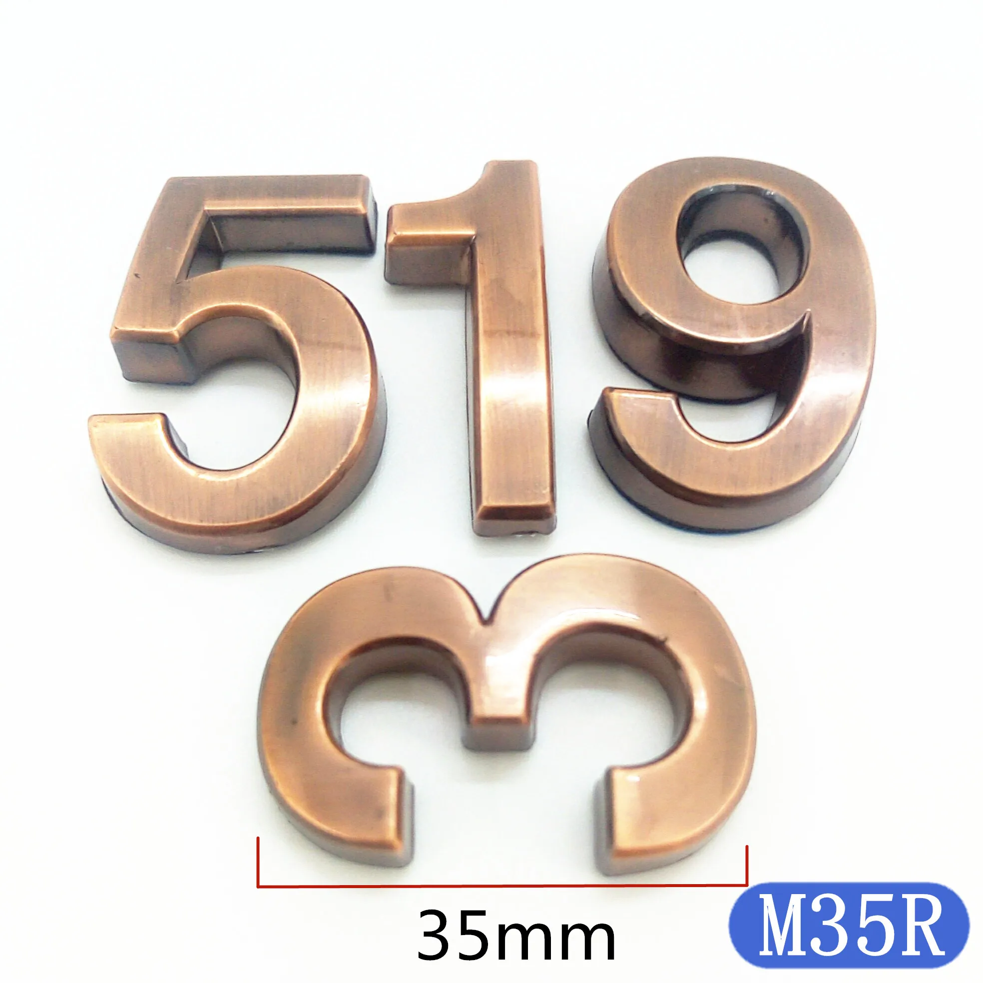 35 мм x 22 мм АБС-пластик дверная пластина цифра красная медь самоклеящаяся 0-9 дверная табличка с номерами по индивидуальному заказу адрес дома# M35R