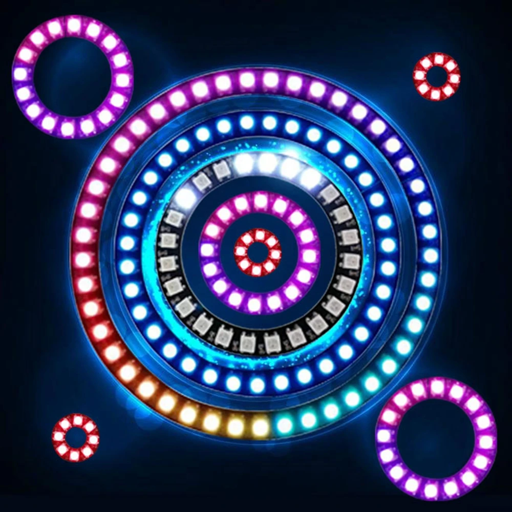 DC5V WS2812B Led Ring 5050 RGB Individul AddressabIe Round Lights Module 3Pin Black White PCB 8 16 24 35 45 Pixels BuiIt-in IC led light,led modules,led module