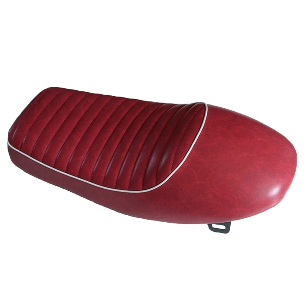 Universal Motorcycle Hump Vintage Retro Cafe Racer Red Seat Cushion with White Piping