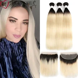 Ombre blonde 613 Straight Brazilian Remy Human Hair 3 Bundles With 13x4 Lace Frontal OT613 Bundles With Closure EUPHORIA