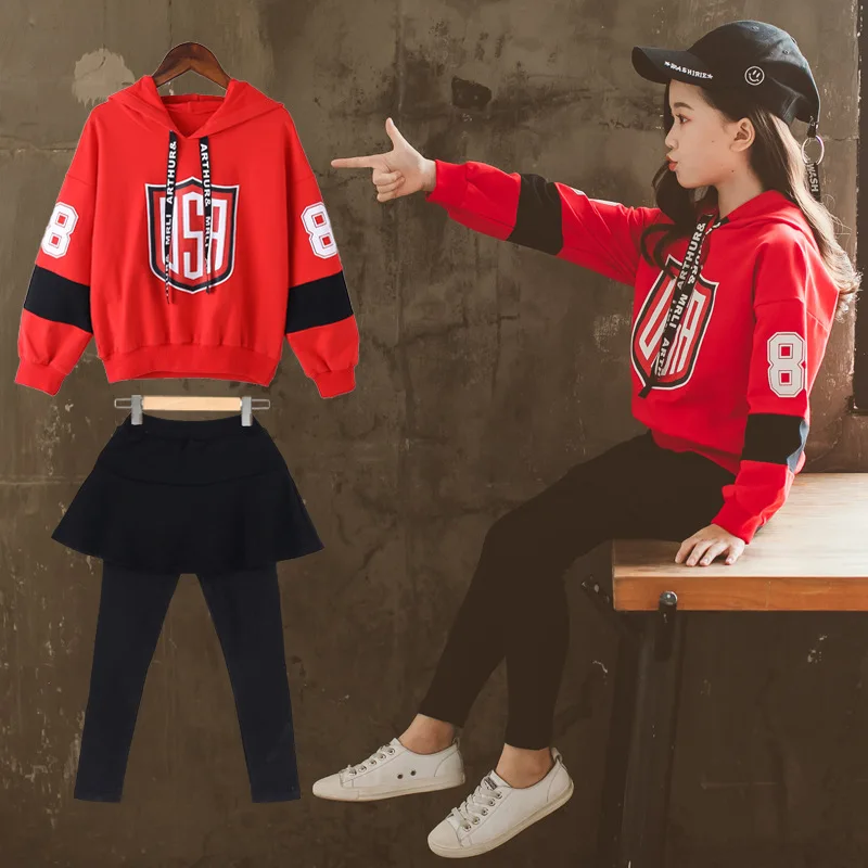 

Big Boy Girls Spring Clothing Set 2019 New Style Korean-style Fashion Clothing Children Western Style Fashion Culottes Hoodie Tw