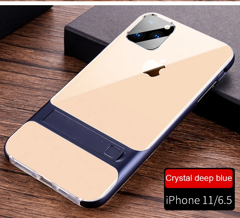 Для iPhone11 5,8 6,1 6,5 модная прозрачная Скоба из ТПУ+ PC двухслойный армированный ударопрочный чехол для телефона
