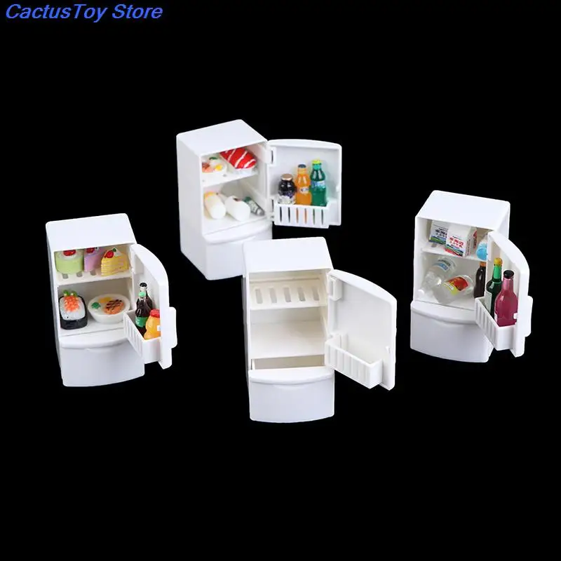1/12 Dollhouse Miniature Kitchen White Wooden Fridge Refrigerator