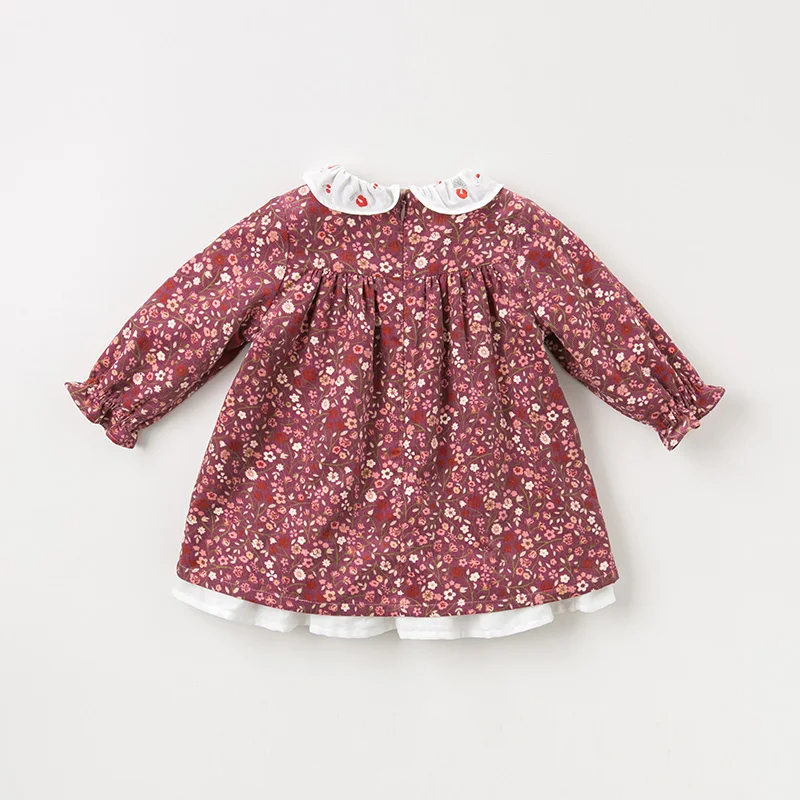 DBZ11394 dave bella/осеннее милое платье принцессы с бантом и цветочным рисунком для маленьких девочек детское модное праздничное платье детская одежда в стиле «лолита»