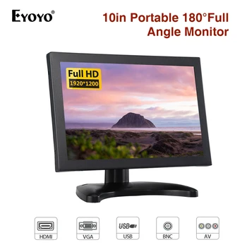 

EYOYO EM10X IPS 1920X1200 HDMI BNC Computer Monitor with VGA USB Speaker Moniteur for CCTV Security Camera Display DVD PC Laptop