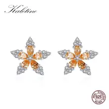 KALETINE, 925 пробы, серебряные циркониевые серьги-гвоздики в виде цветка снежинки для женщин, Brincos, подарок, Модные Ювелирные серьги для женщин
