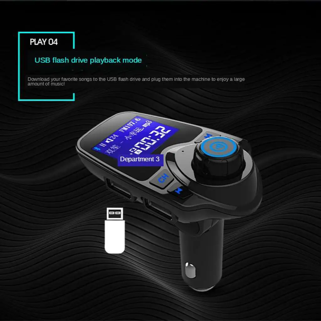 1.44'' LCD Bluetooth FM Car Transmitter Voltmeter MP3 Player AUX Dual USB Charger KitFM