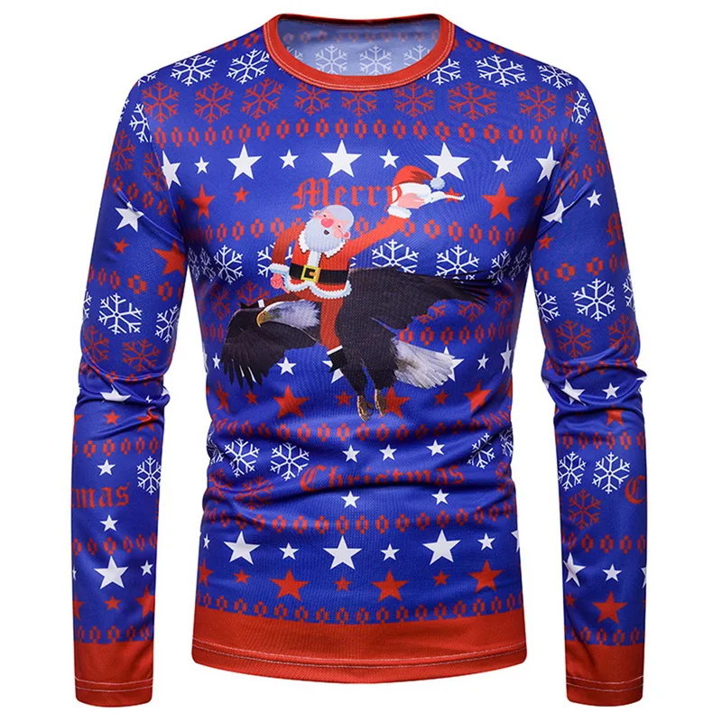 Style3 B Christmas Tree Print Men Tshirt O Neck long Sleeve Tee Top Casual Hip Hop 3D Tee Shirt Camisetas Hombre Party Funny T Shirts - Цвет: Style3 B