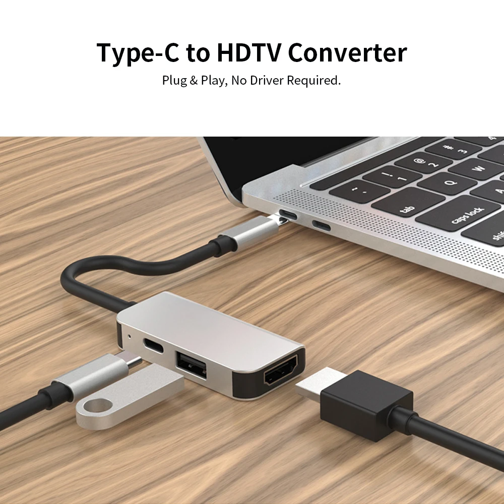 Usb-концентратор USB C концентратор 3-портовый тип-c преобразователь ТВЧ-сигналов 3 в 1 адаптер 4K USB 3,0 type-C для Macbook HDTV проектор Plug& Play