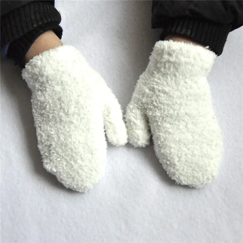 Kids Gloves Winter Baby Plush Coral Gloves Toddler Full Fingers Cute Mittens Warm Windproof Glove For Boys Girls 1-4Y winter gloves baby mittens
