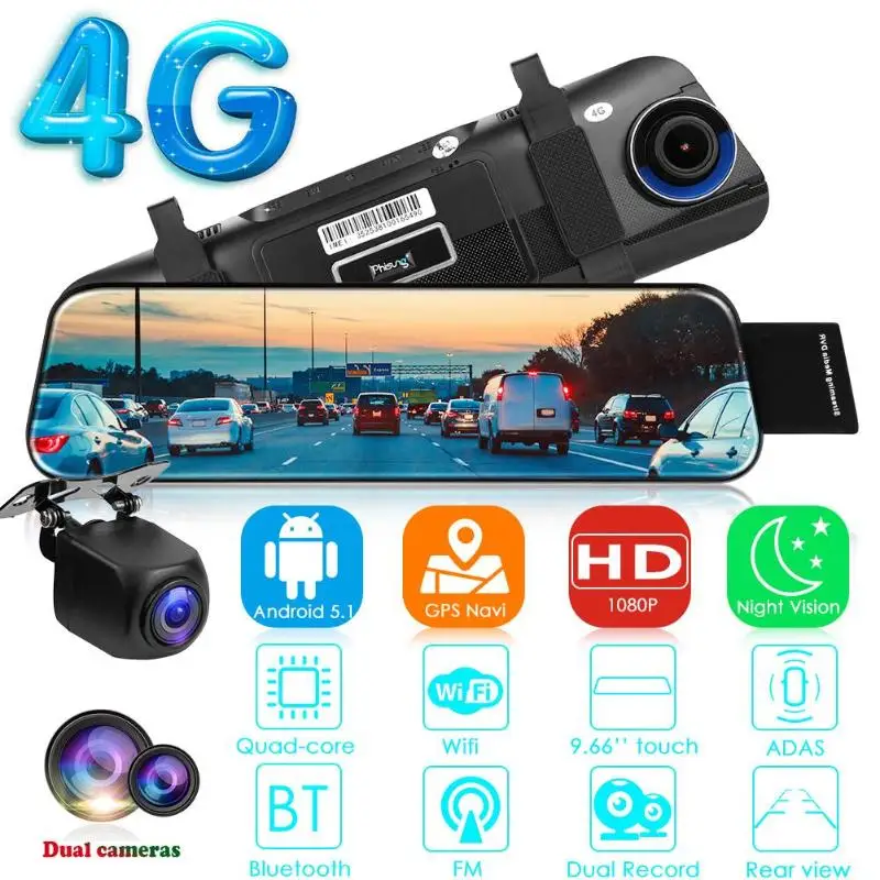4G Android 5,1 Dashcam gps навигатор зеркало заднего вида Автомобильный видеорегистратор камера с поддержкой дистанционного мониторинга ассистентов транспортного средства