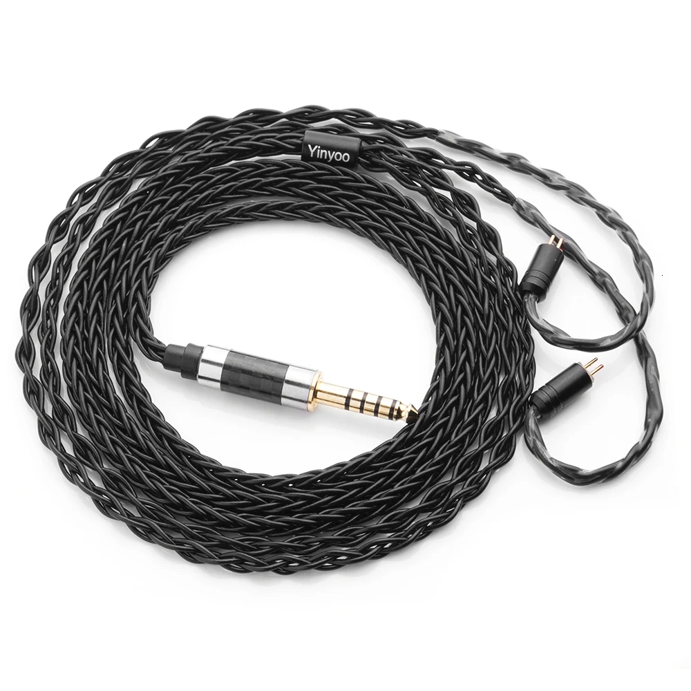 Yinyoo 8 Core с серебряным покрытием черный кабель 2,5/3,5/4,4 мм балансный кабель с MMCX/2pin для BLON BL-03 ZS10 AS10 ZSX C12 AS10
