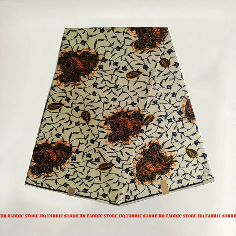 

Nigerian Style Wax Printed Cotton Fabric 100%Soft Breathable Real High Quality Party Dress Sewing Materials By The Yards V-L 90