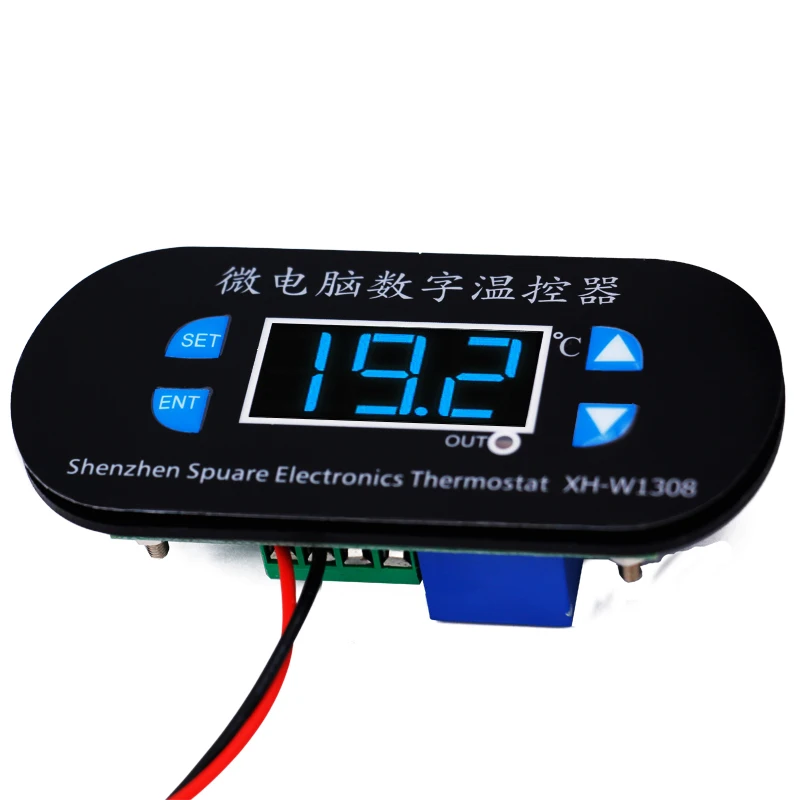 W1308 цифровой датчик температуры, регулируемый термостат, переключатель термометра, синий светильник