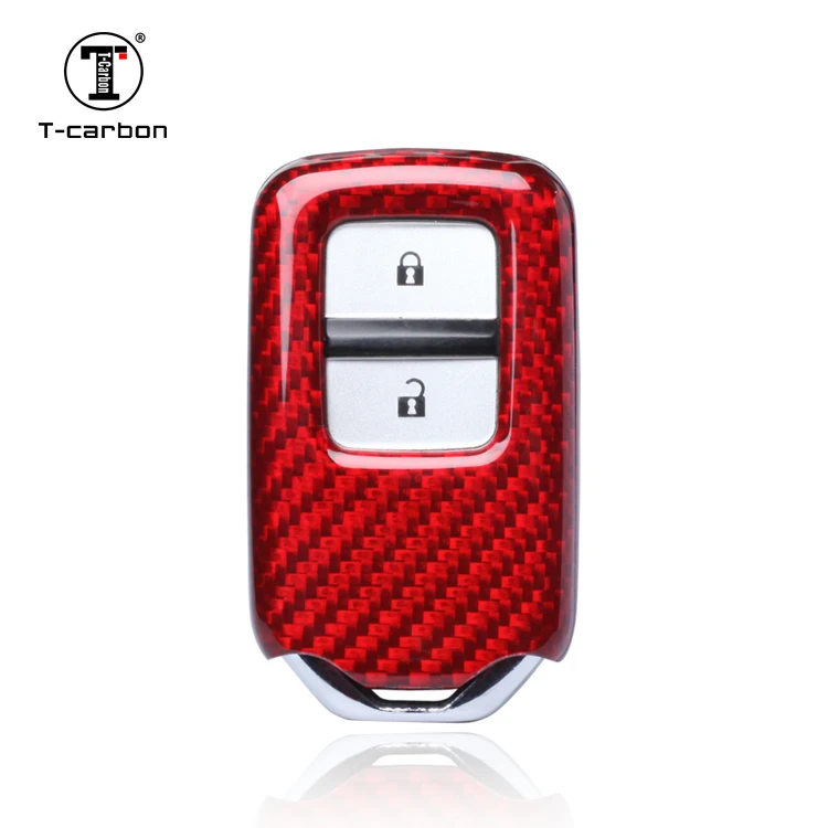 glass fiber red T-carbon OEM глянцевый карбоновый Чехол для автомобильного смарт-ключа для Honda accord 9 crider city Vezel Civic Jazz CRV Fit Freed Jade - Название цвета: glass fiber red