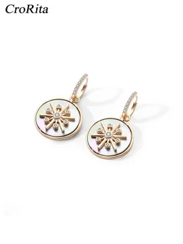 

CroRita Shell Circle Mini Ear Drop French small crowd Design Earrings 2020 Fashion Rhinestone Jewelry For Women Party Gift
