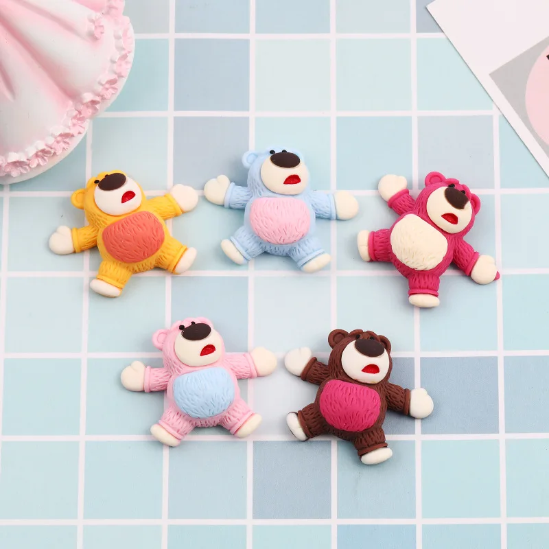 

10PCS Stereo Cartoon Bear Resin DIY Accessories Phone Shell Refrigerator Paste Storage Box Key Chain Pendant Decorate Materials