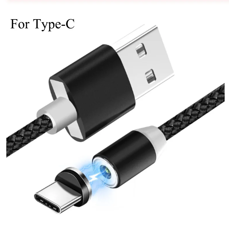 For Type-C Black 1 м 2 м Магнитный кабель Micro usb type C кабель для iPhone 11 Pro Max samsung A50 A70 huawei P30 P20 Lite Pro Линия быстрой зарядки - Цвет: For Type-C Black