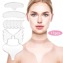 11 pçs reutilizável silicone rugas remoção adesivo rosto testa pescoço olho adesivo almofada anti-rugas envelhecimento pele levantamento cuidados remendo