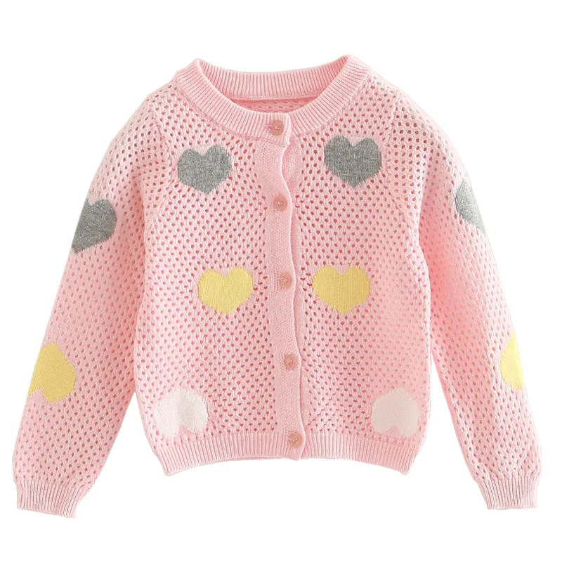 2020 Girls Cardigans Sweater Jacket Kids Pink Girl Coat For 1 2 3 4 5 6
