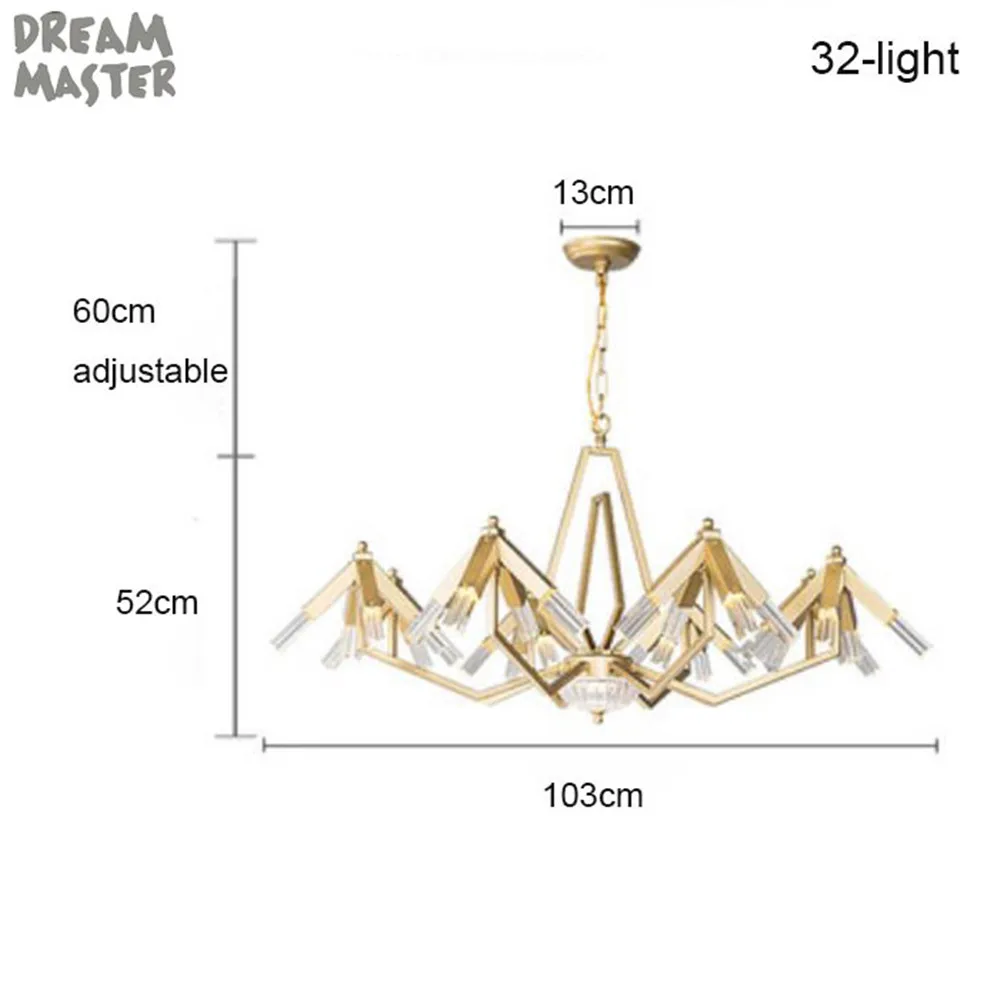 32-light Новая Люстра Современного Дизайна Роскошная американская гостиная люстры для спальни арт кафе ресторан остров подвесное освещение - Цвет абажура: 32-light
