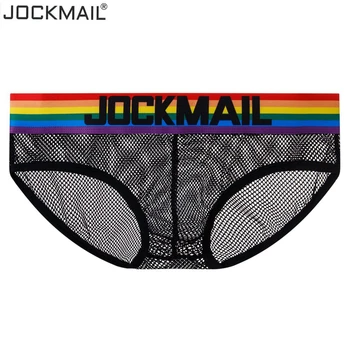 

JOCKMAIL Men's Underwear Briefs Cotton Low Rise White Black Soft Underpant,Rainbow Sexy Gay Men Underwear Mesh Transparent Slip