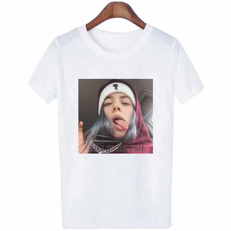 Billie Eilish женская футболка с принтом в стиле панк, хип-хоп, летняя футболка с круглым вырезом и коротким рукавом, высокое качество, эстетическая женская футболка - Color: 3819