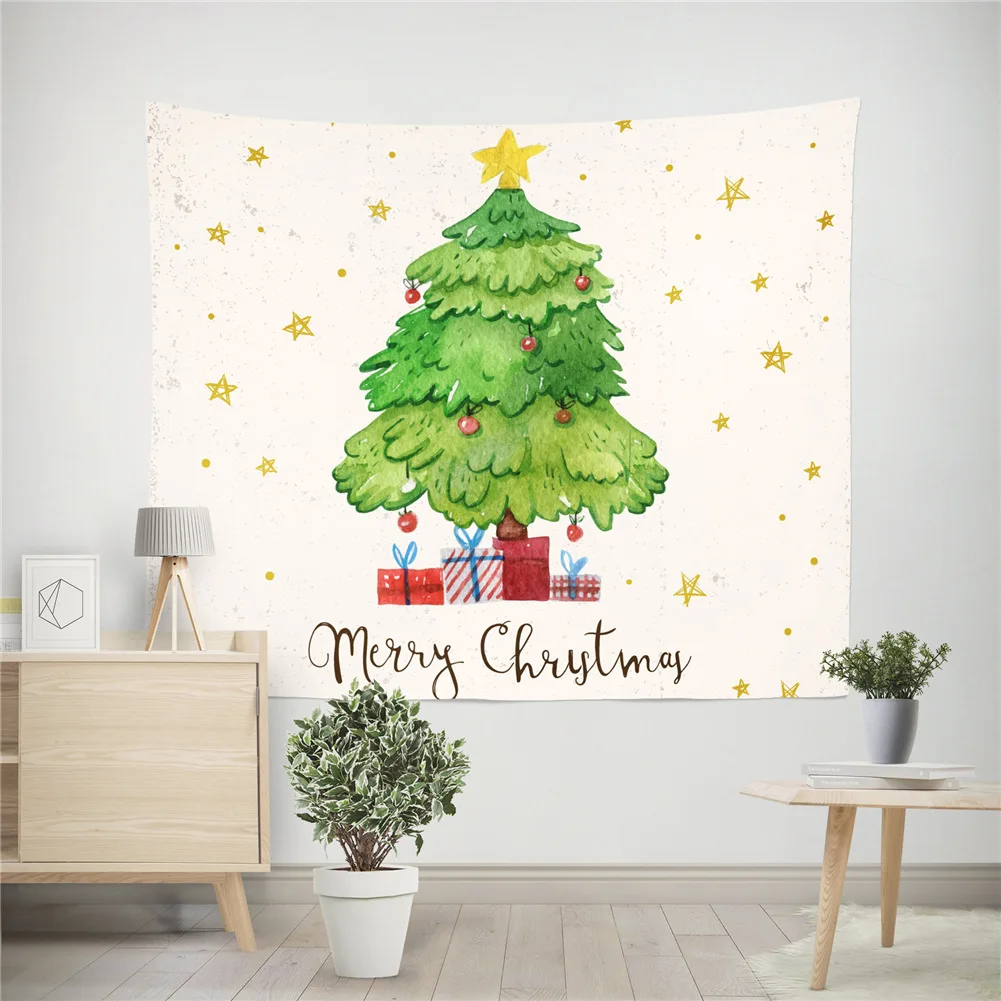 

Cartoon Christmas Tapestry Santa Clause Printing Home Wall Decoration Elk Wall Hanging Snowman for Christmas Party Beach Throw