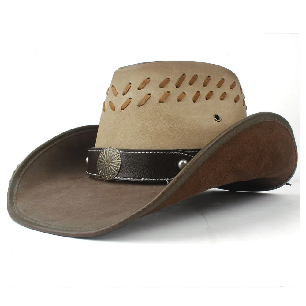 Кожаная мужская и женская западная ковбойская шляпа широкая шляпа уличная Sombrero Hombre Женская ковбойская шляпа