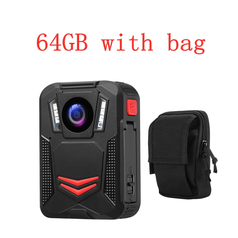 64GB with bag BOBLOV G2A 2K 1440P тело изношенная камера тело установленная камера ночного видения gps полицейская камера повторная Запись DVR рекордер мини-видеокамеры - Цвет: 64GB with bag