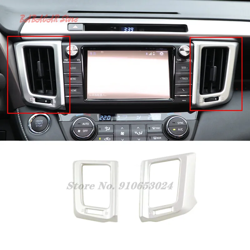 

ABS Matte Car For Toyota RAV4 2016 2017 Navigation Side Air Condition Outlet Cover Centre Control Panel Trim Sticker 2 Pcs