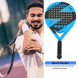 Tennis Racket Professional Carbon/Glass Fiber Beach Tennis Racket Sports Accessories for Adult Portable Soft EVA Face Racquet