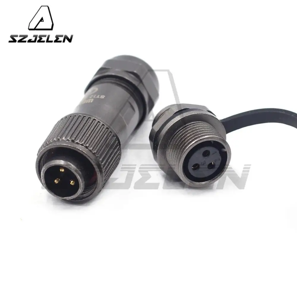 

3 pin Waterproof Connector WEIPU ST12 series Aviation Front-nut Wire Connector Plug & Socket Male and Female IP67