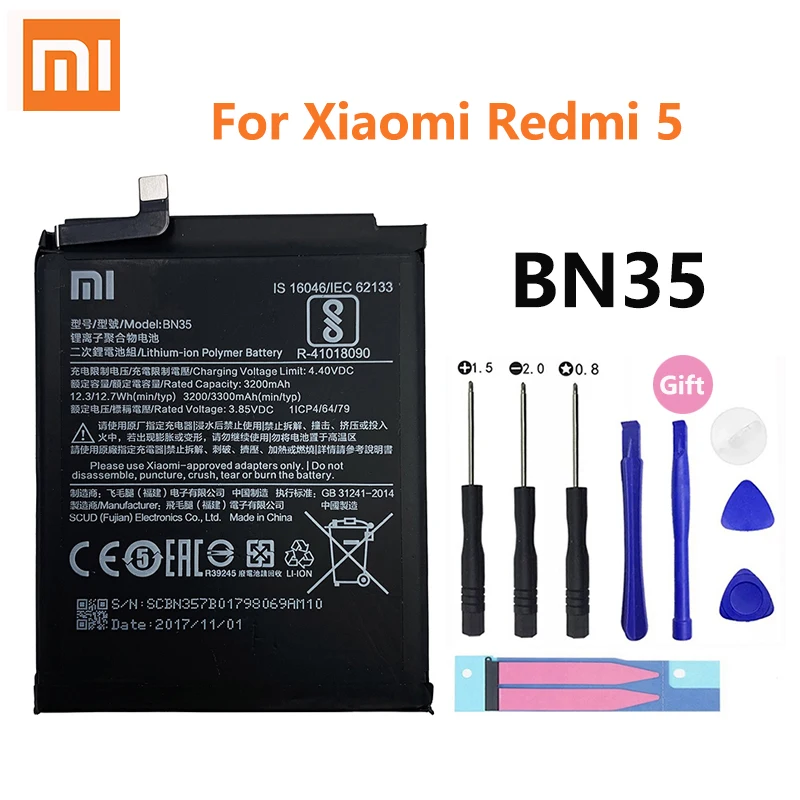 Оригинальный аккумулятор для телефона Xiao Mi BN35 Xiaomi Redmi 5 Redmi5 Red mi5