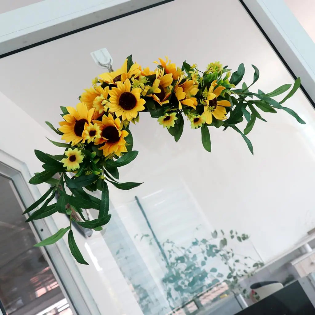 Front Door Wreath Garland Fake Sunflower Swag Arch Front Door Wall Decorations Artificial Sunflower Swag Sunflower Vines