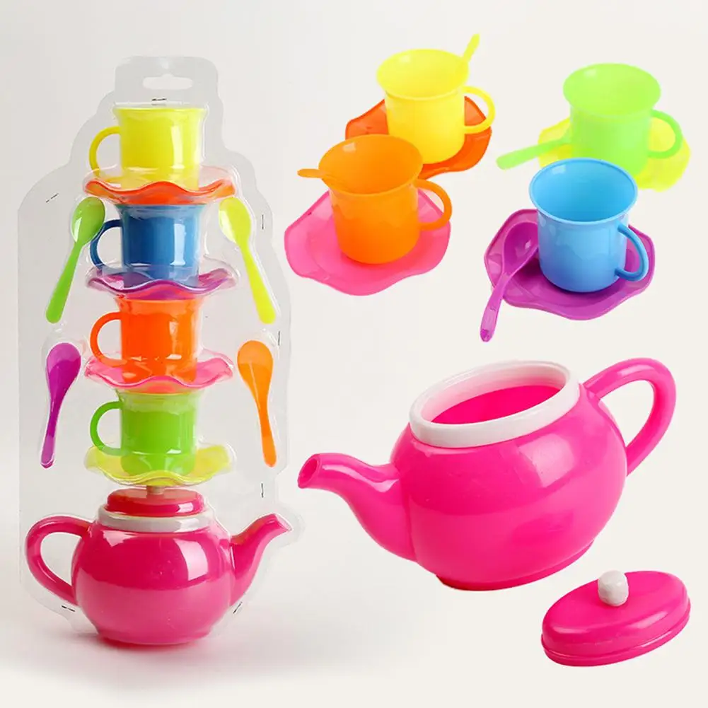 13 pièces Simulation enfant thé partie bouilloire tasse soucoupe cuillère semblant jardin jouer cuisine jouet