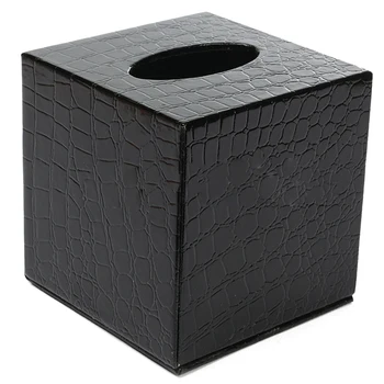 

Durable Room Car PU Leather Square Tissue Box Paper Holder Case Cover Napkin Color:Black crocodile pattern,Size: 13.8 * 13.8 * 1