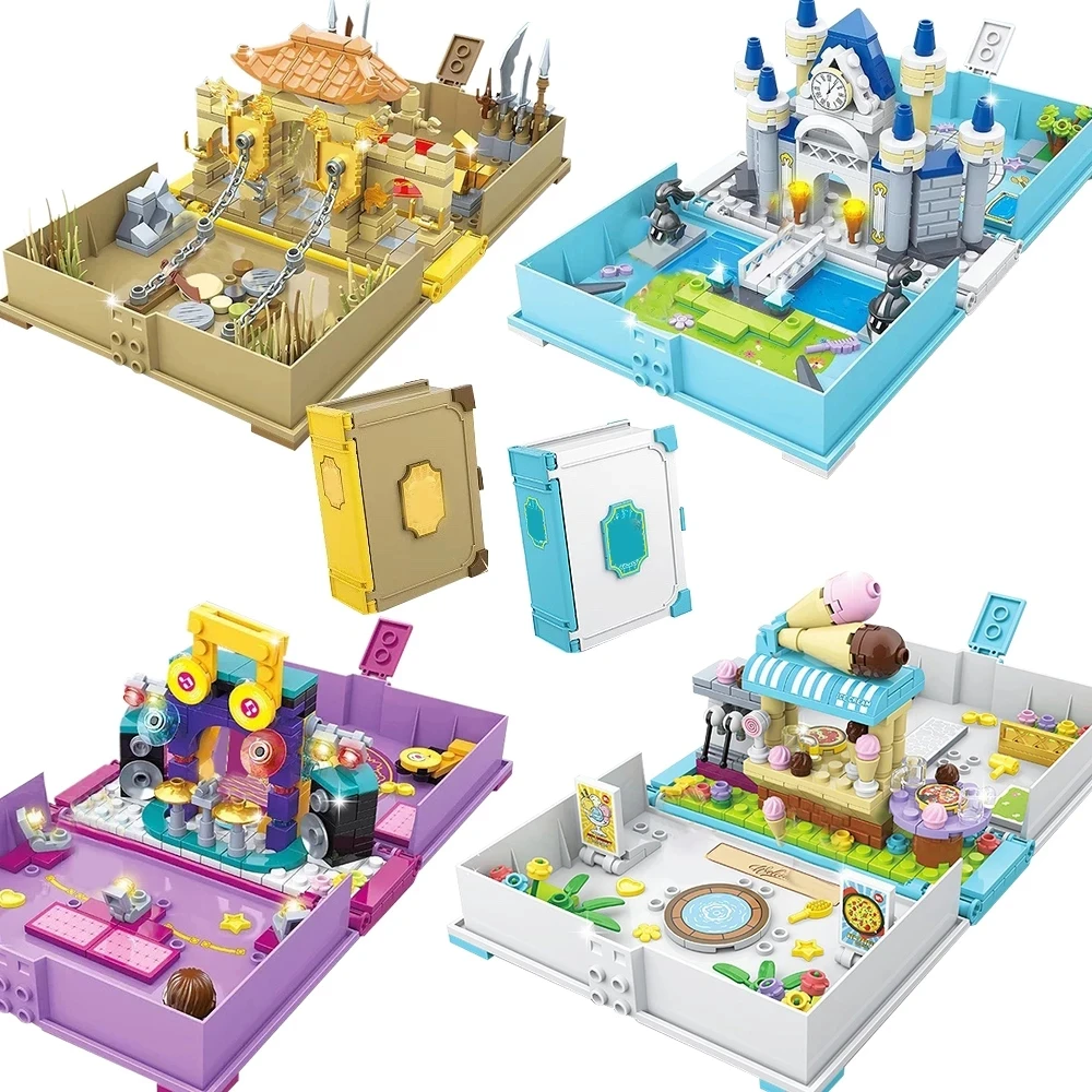 Storybook Blocks Adventures Creative Building Blocks Brick Ice Cream Shop Princess Book Playset Educational Construction Toys Blocks Aliexpress