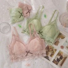 

Roseheart New Women Fashion Lace Bow Bra Sets Bralette Cotton Panties Padded Wireless Underwear Sexy Lingerie Sets Cup A B