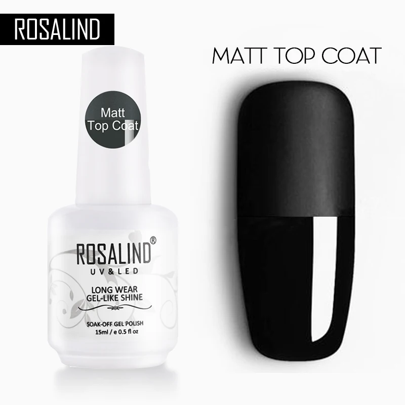 ROSALIND15ML база и топ Гель-лак для ногтей! Полупостоянная матовый лаки для ногтей для дождливой погоды силы из силикона и резины для гель-лаков Маникюр нейл-арта - изображение