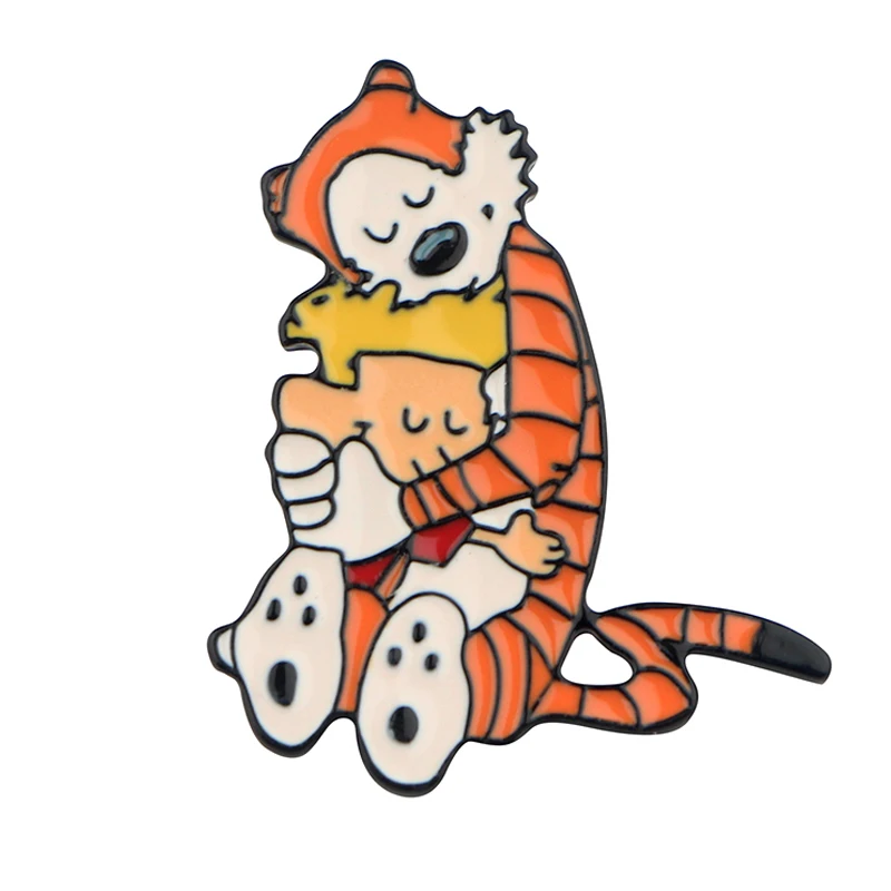 P4086 Dongmanli ювелирные изделия Hobbes Tigger металлические эмалированные булавки и броши милые нагрудные значки детские подарки