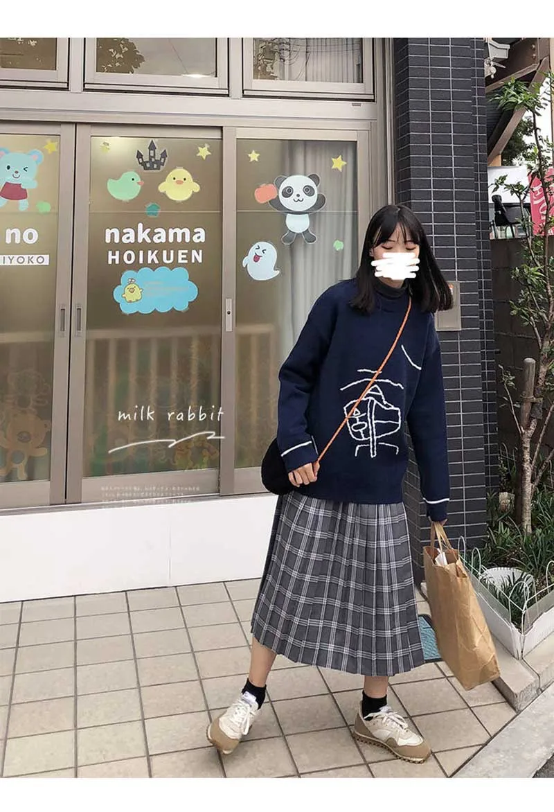 NiceMix Женский Пуловер Осень Зима Модный корейский стиль Простой повседневный Kawaii женская одежда шикарный Повседневный Ulzzang вязаный свитер