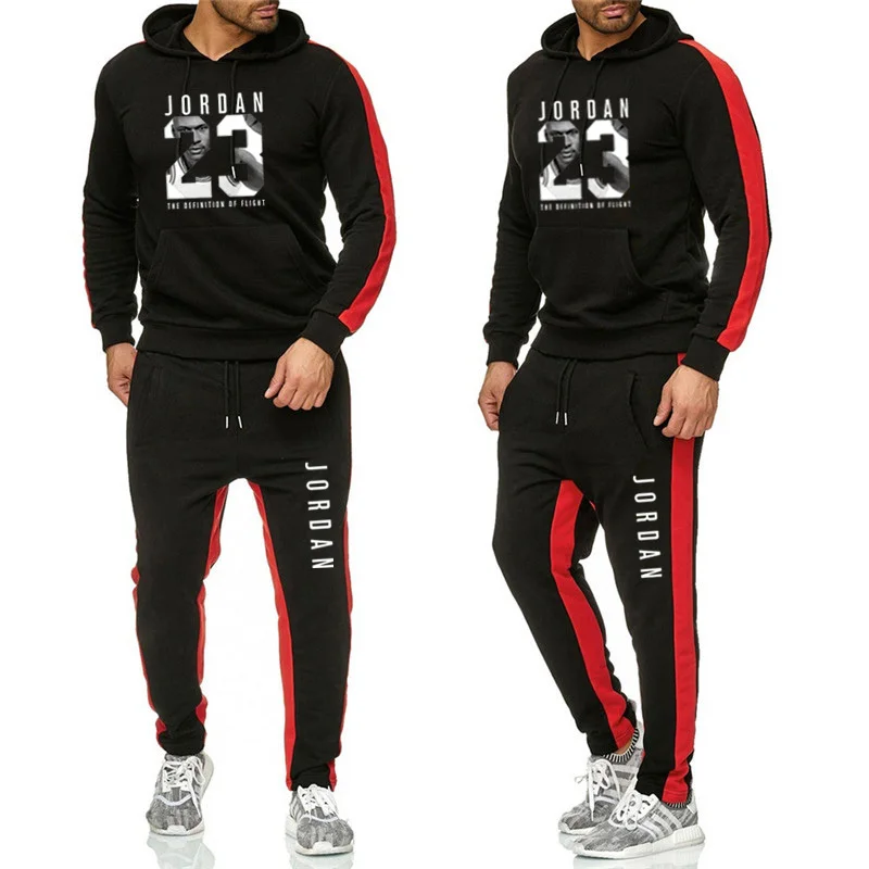 

New 2019 Brand Tracksuit Classic Jordan23 Men Sportswear Running Sets All Cotton Fleece Thick Hoodie+pants Sporting Suit Male