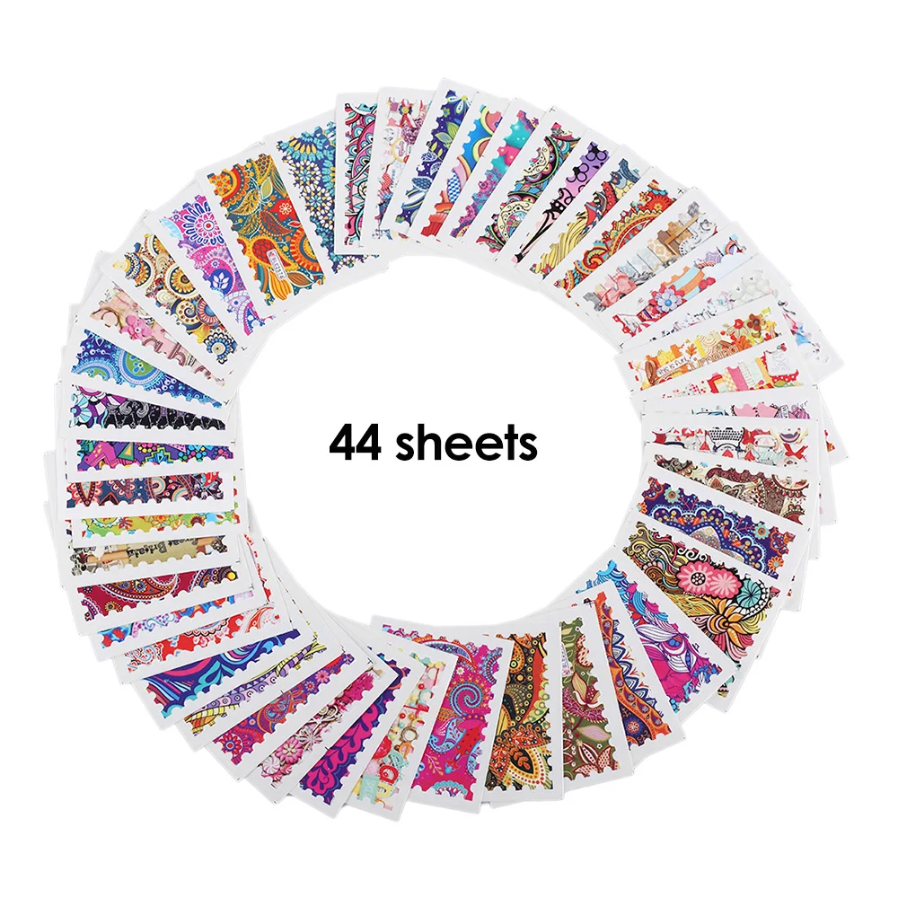 

44 Sheets Nail Art Paper Set Mixed Flowers Pattern Nail Paper Tip Nail Art Styling Set DIY Watermark Manicure Tattoos