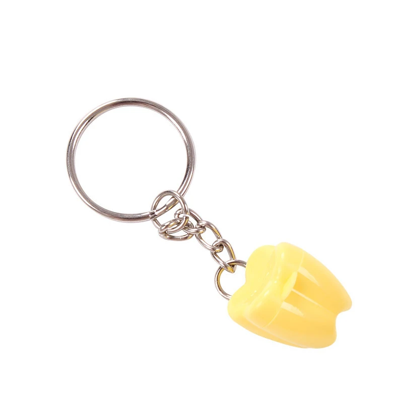 Key chain yellow XZJJA 10-20 шт. форма зуба Детские коробки для хранения молочных зубов детская Силиконовая зубная щетка для малышей Органайзер мини пластиковый контейнер маленькая коробка - Цвет: Key chain yellow