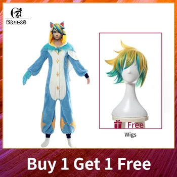 

ROLECOS Game LOL Cosplay Costumes Star Guardian Ezreal Pajamas Guardian Pajamas Jumpsuits Costumes for Unisex Cosplay Costumes