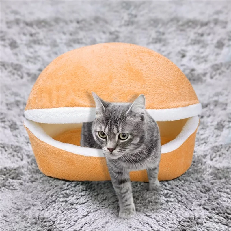 Плюшевый теплый мягкий зимний домик для кошек хлопковая Лежанка котят и щенков